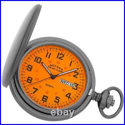 Gotham Men's Gunmetal Stainless Steel Analog Quartz Day/Date Pocket Watch