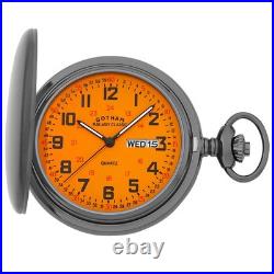 Gotham Men's Gunmetal Stainless Steel Analog Quartz Day/Date Pocket Watch