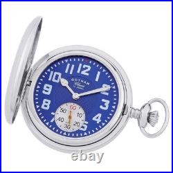 Gotham Men's Silver-Tone Case Double Hunter 17 Jewel Mechanical Pocket Watch