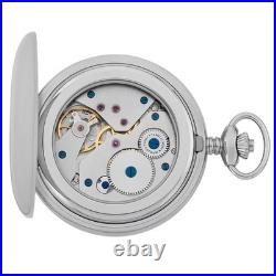 Gotham Men's Silver-Tone Case Double Hunter 17 Jewel Mechanical Pocket Watch