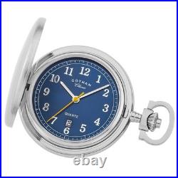 Gotham Men's Stainless Steel Analog Quartz Date Covered Pocket Watch