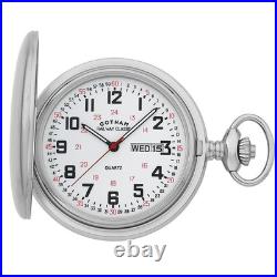 Gotham Men's Stainless Steel Analog Quartz Day/Date Hunter Pocket Watch
