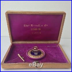 Great C 1880 T Russell & Son 18 K Gold Diamond Enamel Pocket Watch w Case 043