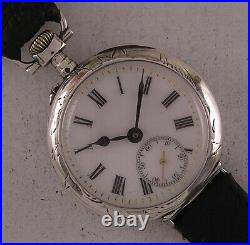 Great SILVER CASE All Original Cylindre 1900 French Gent's Wrist Watch MINT