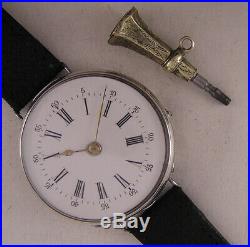 Great SILVER Case ALL Original Serviced Swiss Cylindre 1860 Wrist Watch Perfect