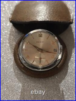 Gucci Pocket Watch Steel Case Covered In Peccary Leather Manual Winding Movement