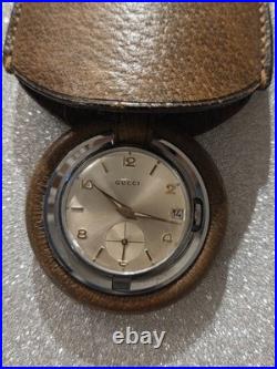 Gucci Pocket Watch Steel Case Covered In Peccary Leather Manual Winding Movement