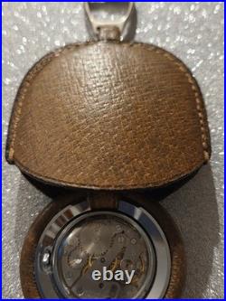 Gucci Pocket Watch Steel Case Covered In Peccary Leather Manual Winding Movement