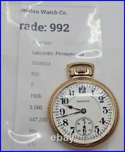HAMILTON 992 21-jewel 16s-size Railroad Pocket Watch, 10K Gold Filled Case 79