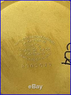 HAMILTON KEYSTONE CASE RAILROAD POCKET WATCH 992B 21 JEWELS 10k GOLD FILLED