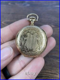HAMPDEN antique pocket watch engraved hunter case 15j circa 1907 gold filled FS