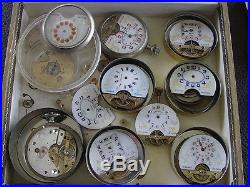 HEBDOMAS 8 DAY POCKET WATCH MOVEMENTS AND PARTS, TWO COMPLETE CASES