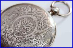 HUGE Coin Silver Hunting Case Antique Key Wind Pocket Watch, Excellent Condition