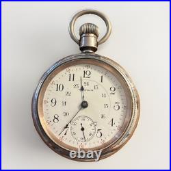 HUGE Sterling Case 18s Swing Out WALTHAM 24h Cdn Dial RUNS 17j PS Bartlett
