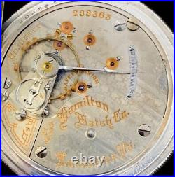 Hamilto18s 21J 941 119 Year Old Fancy Sterling Silver Hunter Pocket Watch