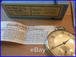 Hamilton 10S 17J Mod 1 Grade 917 Adj 3 Pos 10K GF Case Pocket Watch BOX & CERT