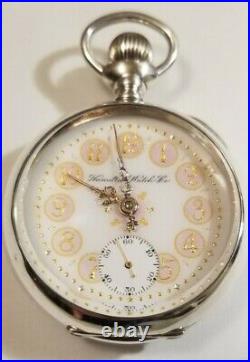 Hamilton 18S 17 jewel adj grade 926 fancy dial 3 oz. Sterling silver case (1904)