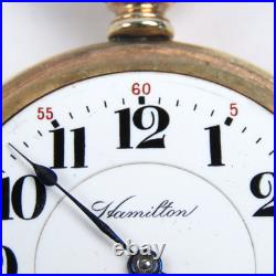 Hamilton 18 Size 23 Jewel Model 946 Railroad Pocket Watch in YGF Display Case