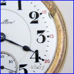 Hamilton 18 Size 23 Jewel Model 946 Railroad Pocket Watch in YGF Display Case