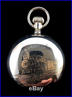 Hamilton 18s 21Jewel 940 Railroad Train engarved Case Nickel Silver Extra Fine