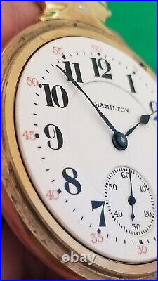 Hamilton 21J 992 Circa 1923 Nawco Case Perfect Porcelain Dial Pocket Watch