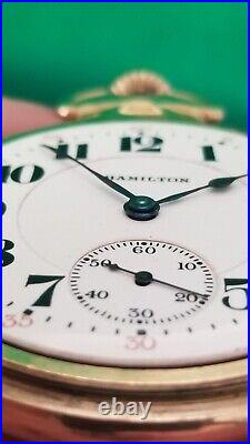 Hamilton 21J 992 Circa 1923 Nawco Case Perfect Porcelain Dial Pocket Watch