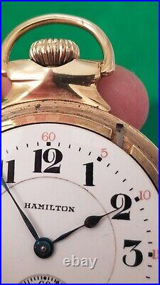 Hamilton 21J 992 Circa 1923 Nawco Case Perfect Porcelain Dial Pocket Watch