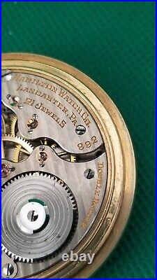Hamilton 21J 992 Circa 1923 Nawco Case Perfect Porcelain Dial Pocket Watch