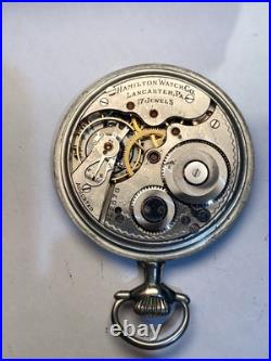 Hamilton 974 Antique 16s 17J Repousse Case Pocket Watch Private Label Dial Runs