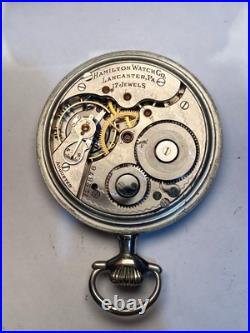 Hamilton 974 Antique 16s 17J Repousse Case Pocket Watch Private Label Dial Runs