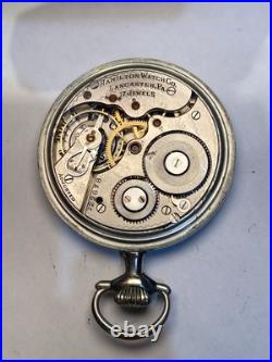 Hamilton 974 Antique 16s 17J Repousse Case Pocket Watch Private Label Dial Runs
