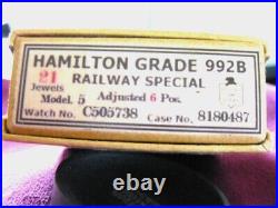 Hamilton, 992 B 21Jewel Mdl5, S. Steel case # 15, BEAUTIFUL R. R. Pocket Watch