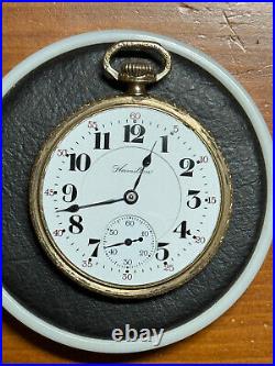 Hamilton 992 Pocket Watch. Model 2, Fancy Winding Wheels! Keeps Time! GF Case