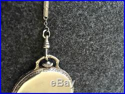 Hamilton Grade 912 12S 17j 14K GF Adj Pocketwatch Running Original Case with Chain