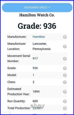 Hamilton Grade 917 Pocket Watch 17 Jewels 3 Positions 10k GF Case Running Cond
