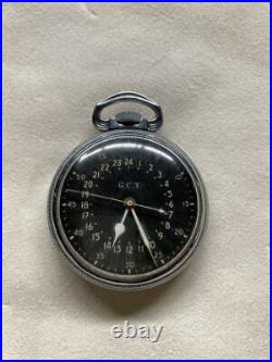 Hamilton Military Pocket Watch Black With Case 1940's 764401 EHW 4492B/22-Stone