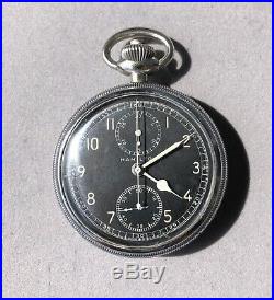 Hamilton Model 23 Military Chronograph, 19 Jewel, Black Dial and Crome Case