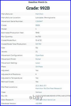 Hamilton Railroad Grade Pocket Watch 992B Canadian Case and Dial