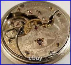 Hampden 16 size 23 jewel adj. N. R. In flag mint fancy dial silverode case (1900)