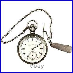 Hampden 17 Jewel Pocket Watch with Coin Silver Case & Barre Vermont Fob