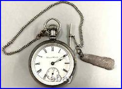 Hampden 17 Jewel Pocket Watch with Coin Silver Case & Barre Vermont Fob