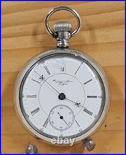 Hampden 18s pocket watch 21J private label serviced + display case h898