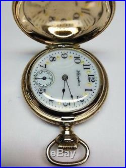 Hampden 3/0s. Mint fancy dial 15 jewels near mint gold filled case restored