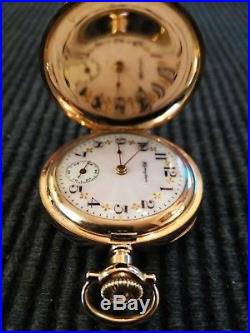 Hampden 3/0s. Mint fancy dial 7 jewels near mint gold filled case restored