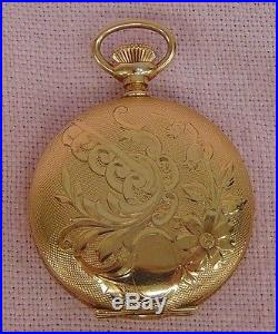 Hampden Molly Stark 14K Solid Gold Ornate Hunter Case Lady's Pocket Watch Runs