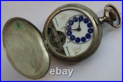 Hebdomas 8 Days Pocket Watch silver hunter case 50 mm. In diameter
