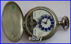 Hebdomas 8 Days Pocket Watch silver hunter case 50 mm. In diameter