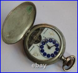 Hebdomas 8 Days Pocket Watch silver hunter case 50 mm. In diameter