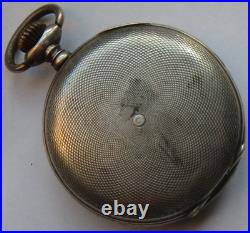 Hebdomas 8 Days Pocket Watch silver hunter case 50 mm. In diameter