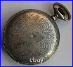 Hebdomas 8 Days Pocket Watch silver hunter case 50 mm. In diameter